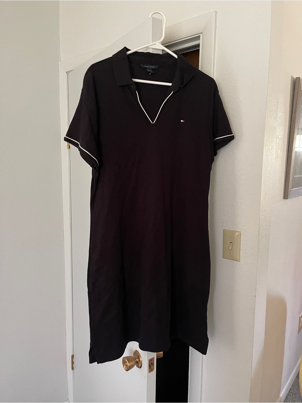 Black tommy Hilfiger preppy nautical classic polo match dress sporty active XXL